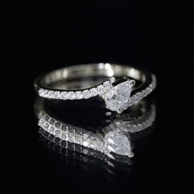 Certified Natural Diamond Promise Ring with Bypass Shank
