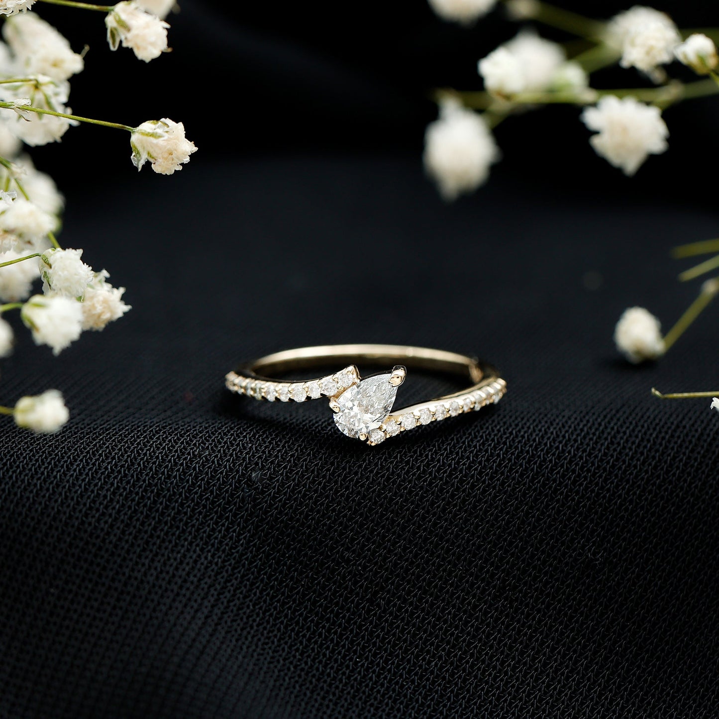 Certified Natural Diamond Promise Ring with Bypass Shank