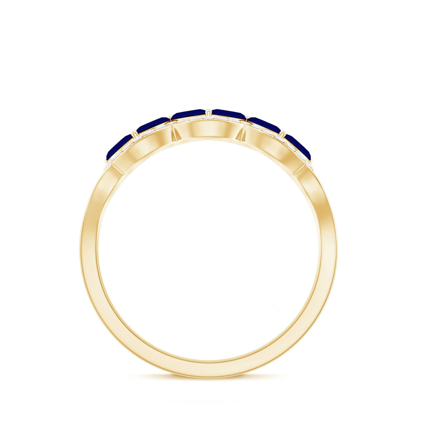 Certified Marquise Cut Blue Sapphire and Diamond Wedding Anniversary Band Ring