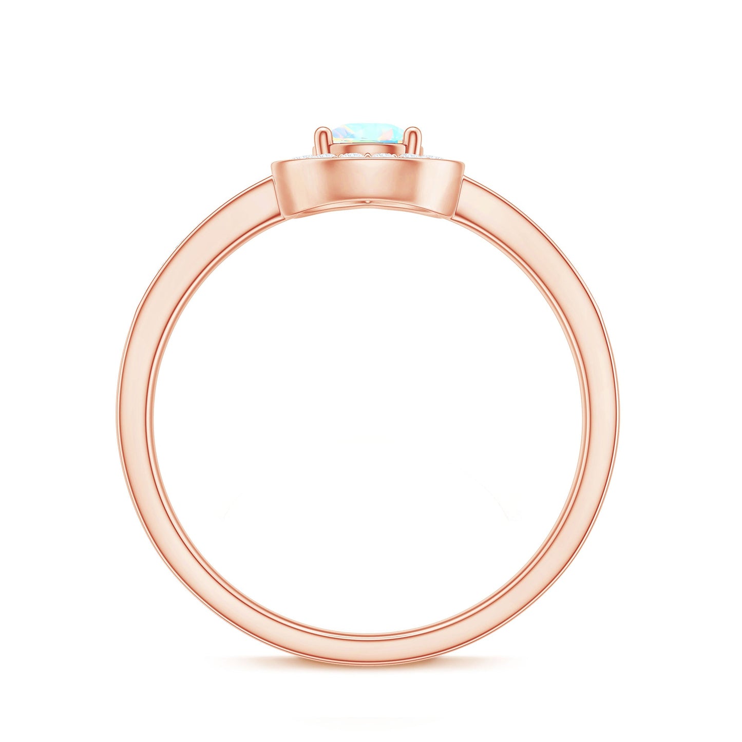 Natural 0.7 Carat Opalescent Teardrop Engagement Ring with Diamond Halo