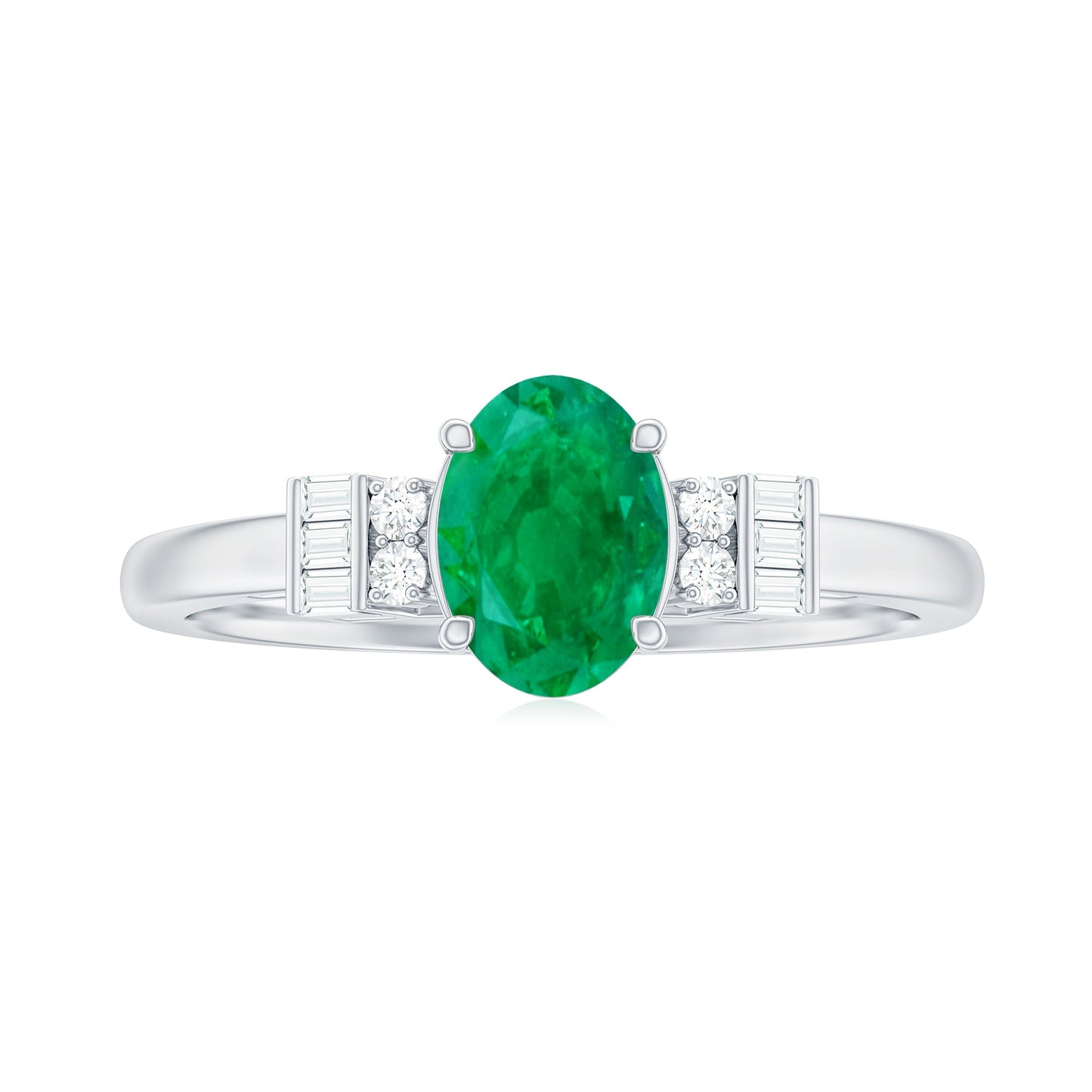 Natural Emerald and Diamond Engagement Ring for Her