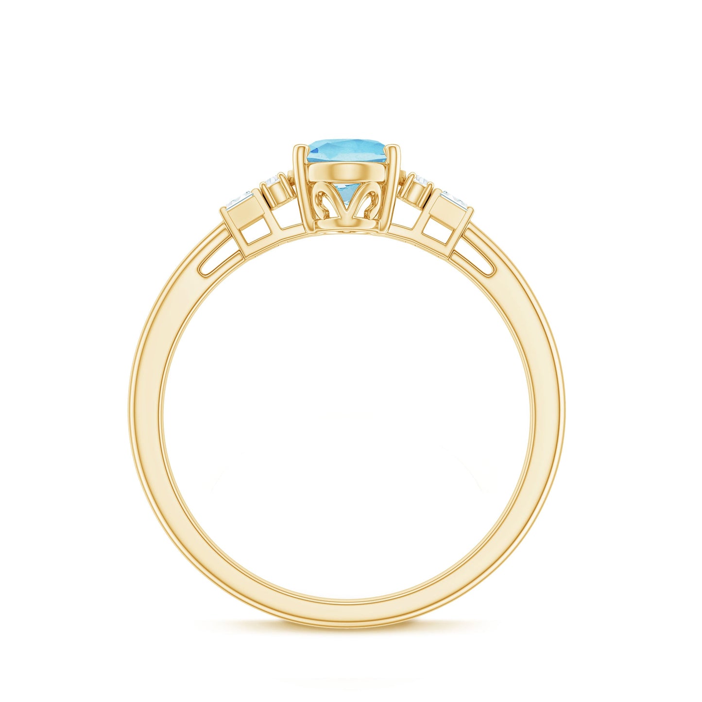 Oval Cut Aquamarine Classic Engagement Ring with Diamond