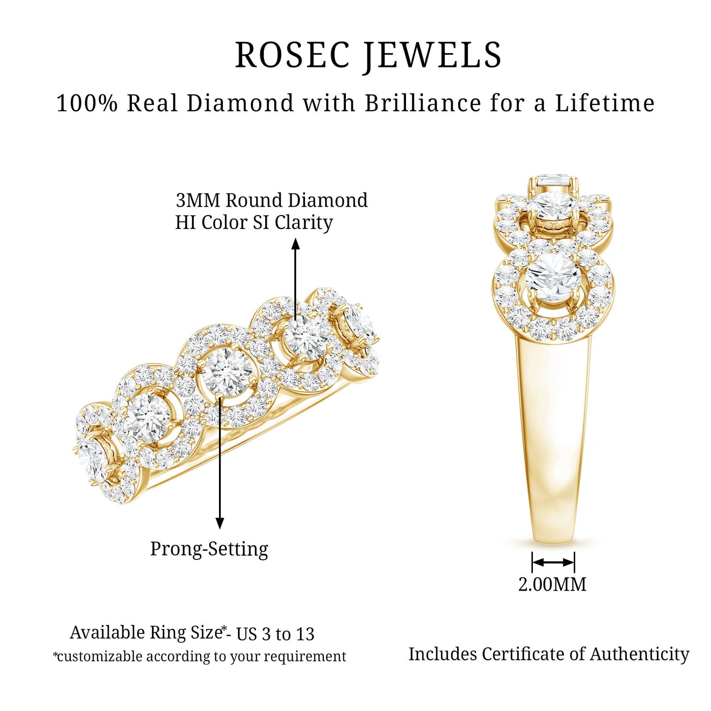 Classic Diamond Half Eternity Wedding Anniversary Ring