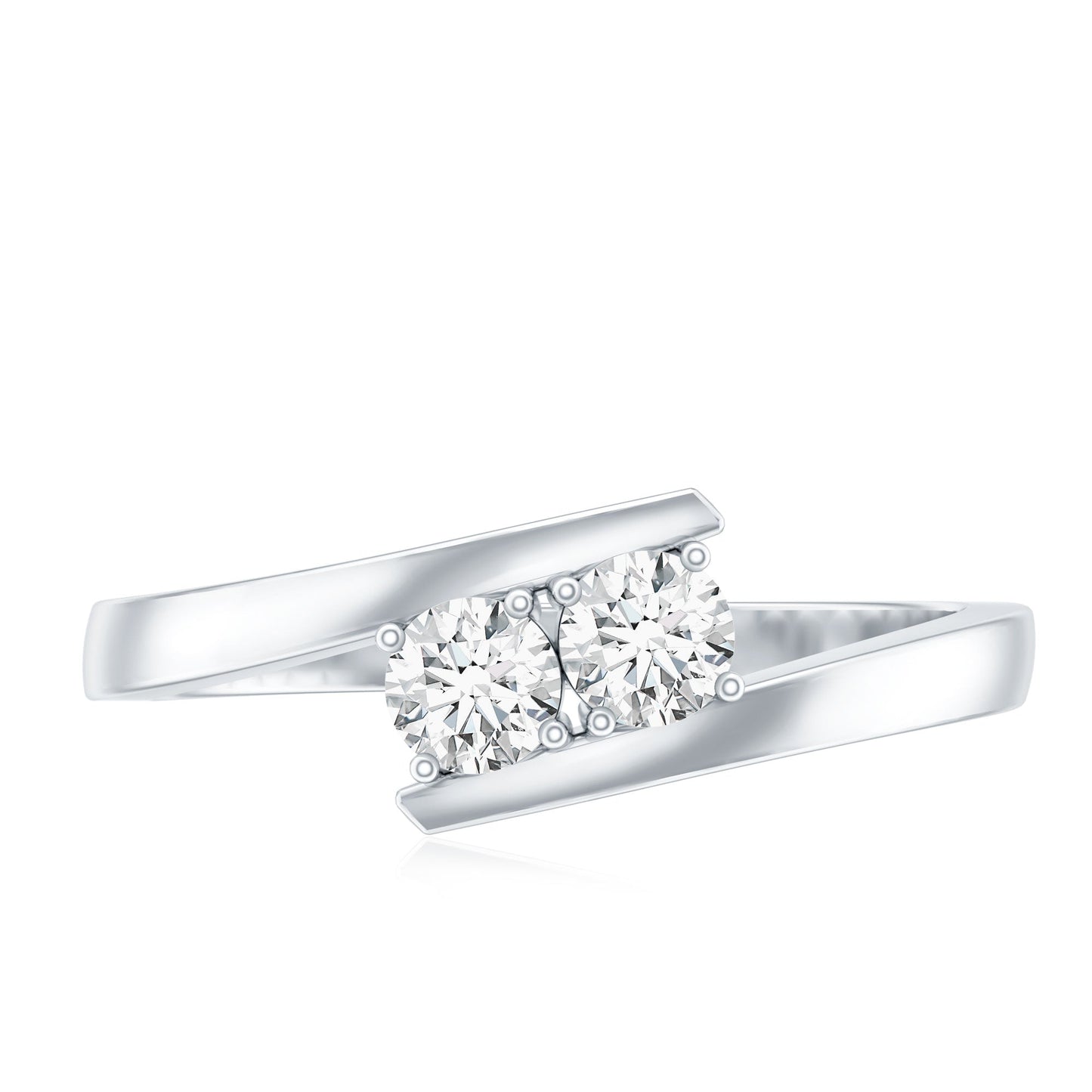 Certified Two Stone Moissanite Commitment Ring For Her