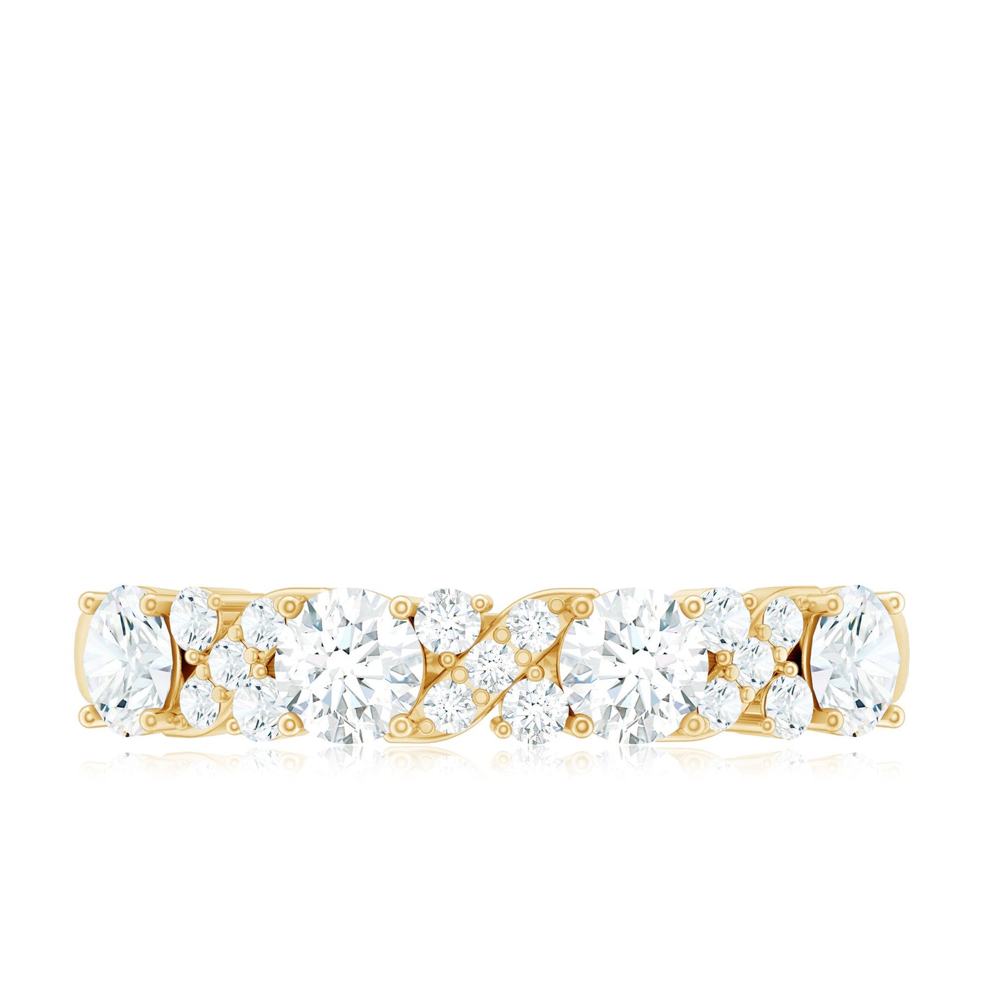 Certified Moissanite Half Eternity Stackable Band Ring