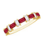 Baguette Cut Ruby Half Eternity Ring with Diamond Accent