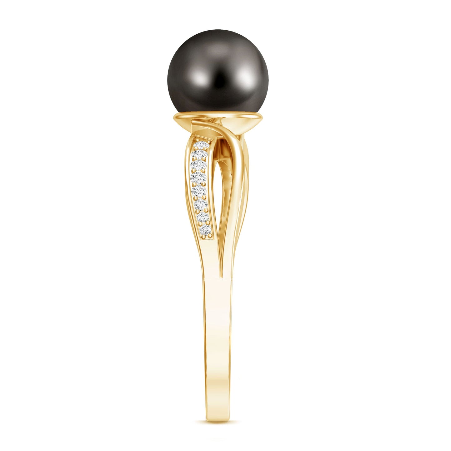 7.5 Carat Solitaire Tahitian Pearl Engagement Ring with Diamond