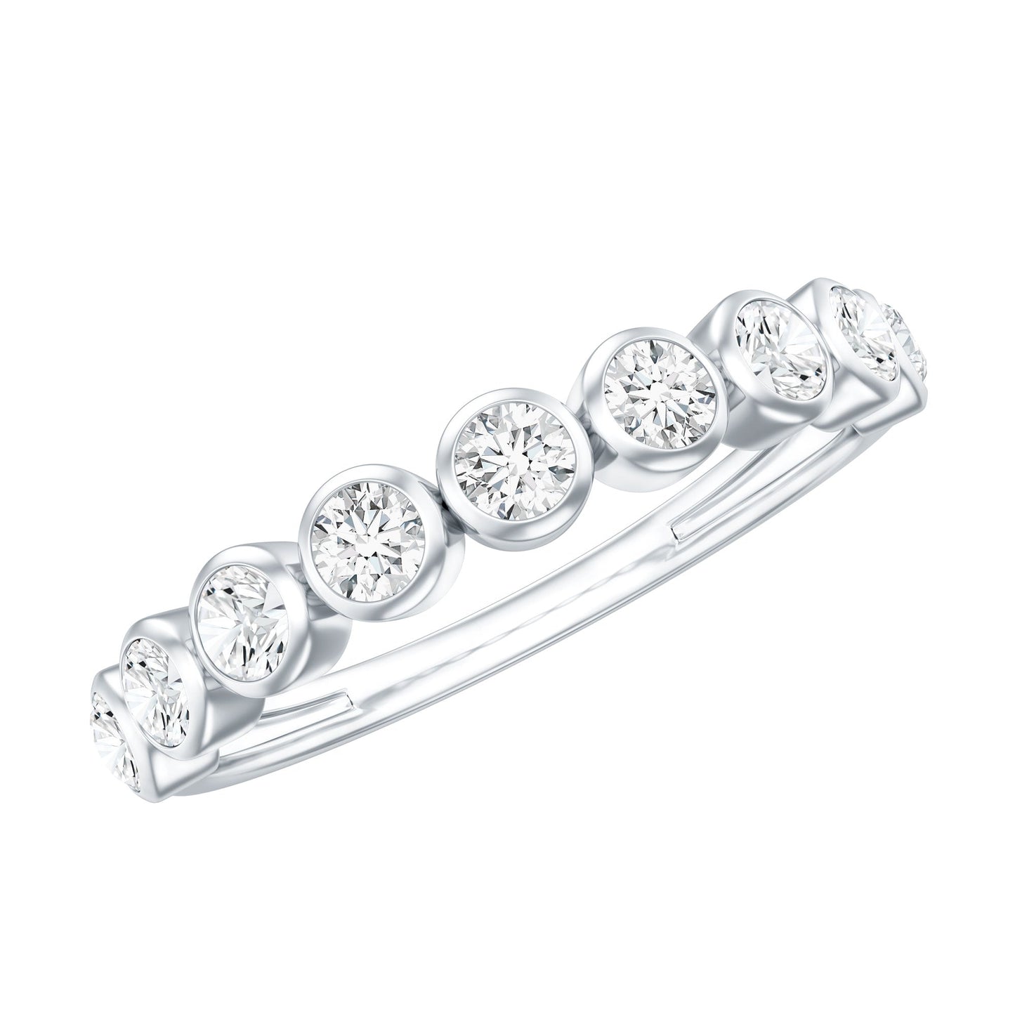 Bezel Set Moissanite Half Eternity Band Ring