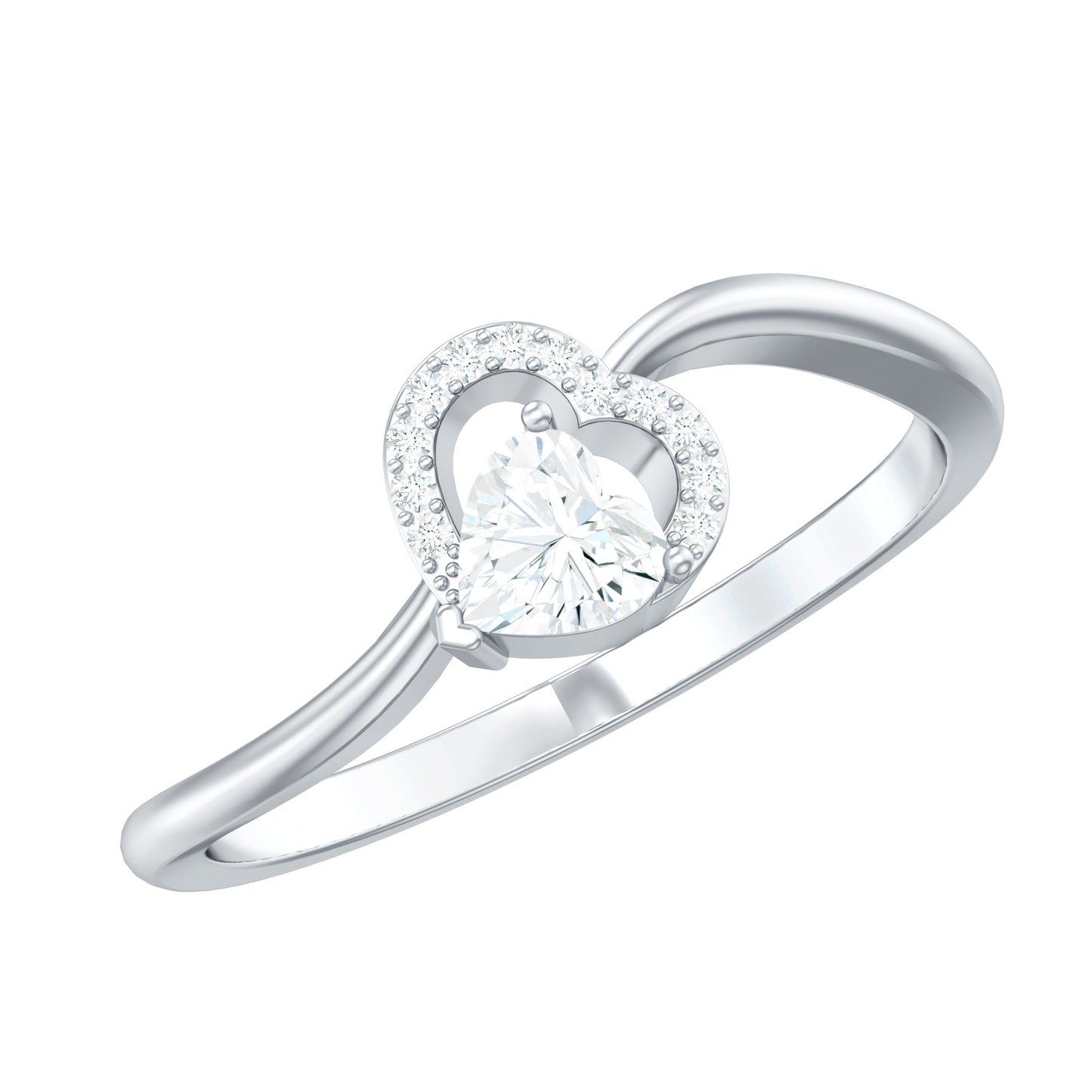Certified Moissanite Heart Promise Ring for Her
