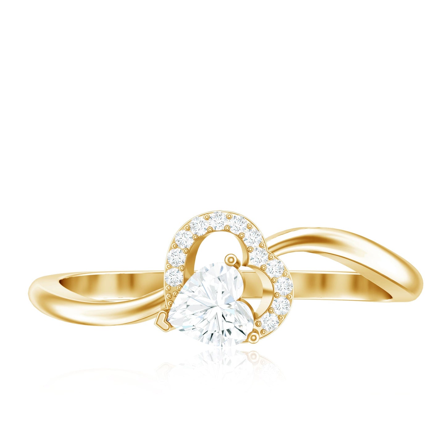 Certified Moissanite Heart Promise Ring for Her