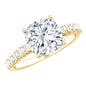 Solitaire Moissanite Cushion Cut Engagement Ring with Side Stones