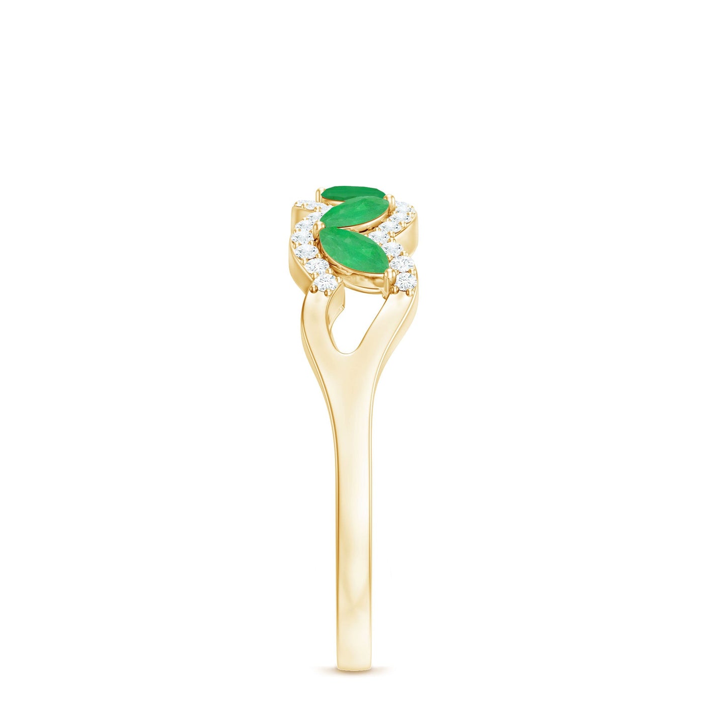 Natural Marquise Emerald Half Eternity Anniversary Ring with Diamond