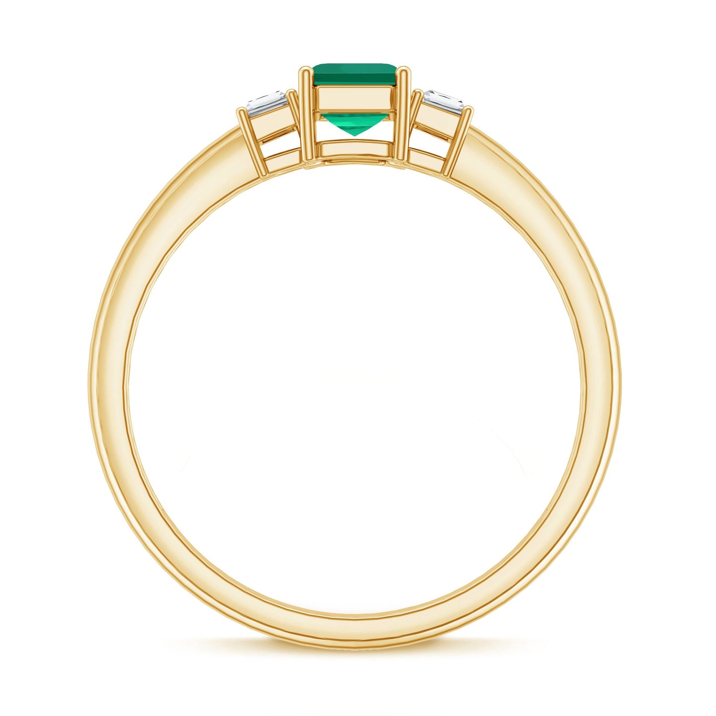 Emerald Cut Emerald and Diamond 3 Stone Promise Ring for Her