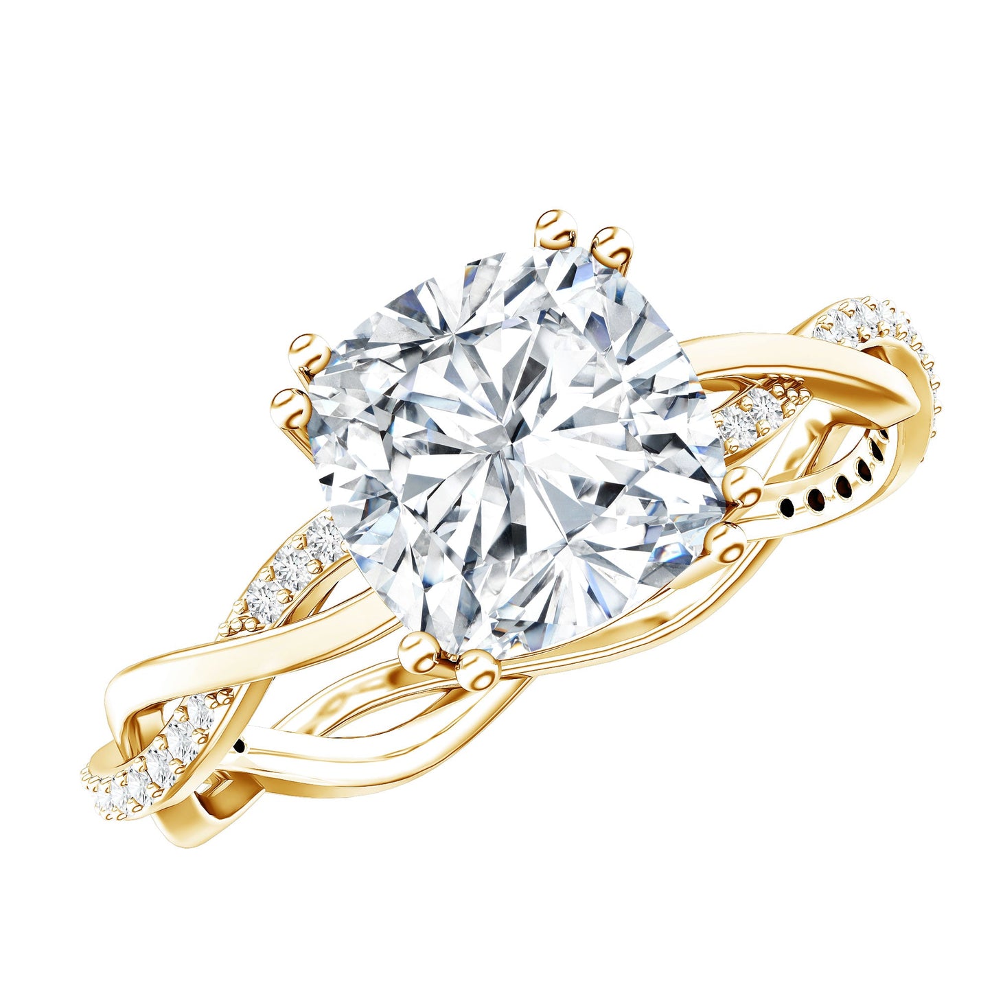 Cushion Cut Solitaire Moissanite Braided Engagement Ring