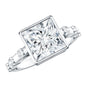 Bezel Set Moissanite Princess Cut Engagement Ring with Spaced Accent