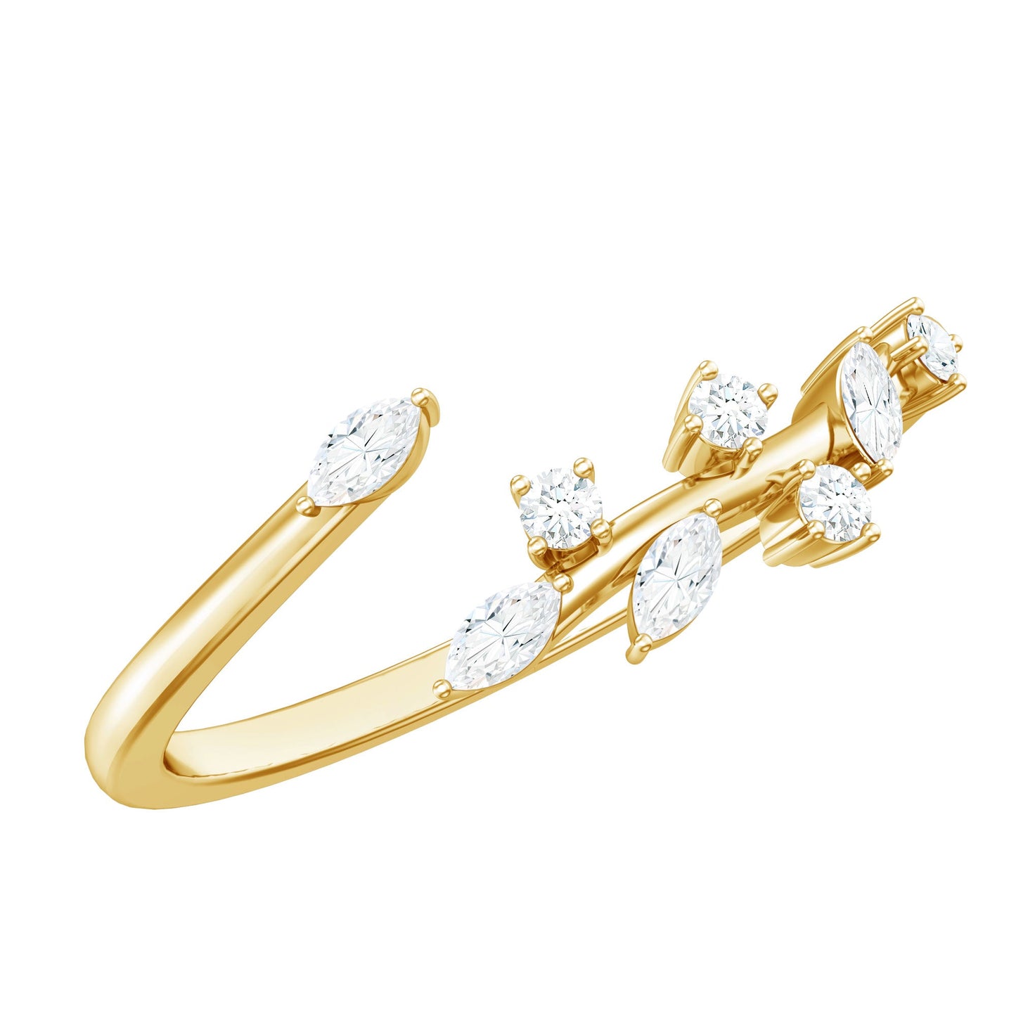 Marquise and Round Shape Natural Diamond Wrap Ring