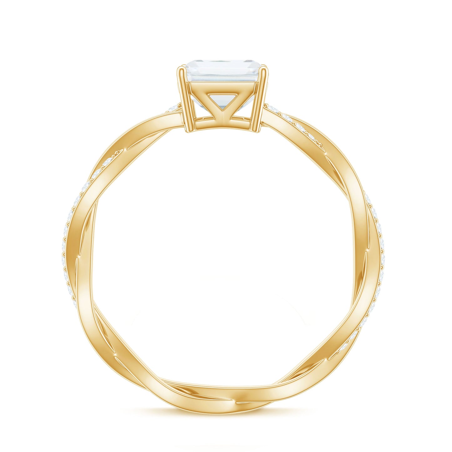 Emerald Cut Moissanite Solitaire Engagement Ring with Braided Band