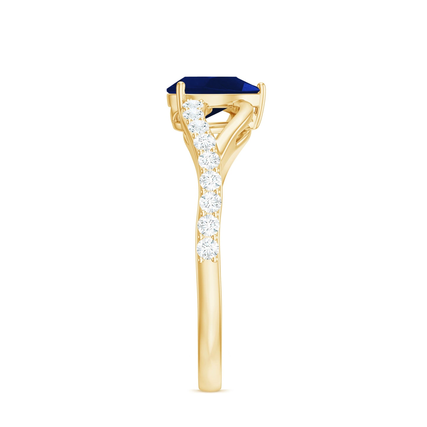 Genuine 0.5 Carat Pear Shaped Blue Sapphire Split Shank Engagement Ring with Certificate
