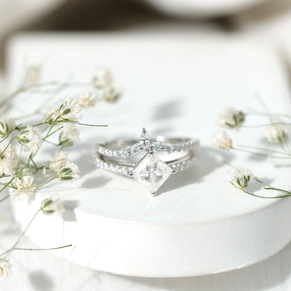 Princess Cut Moissanite Wedding Ring Set for Women