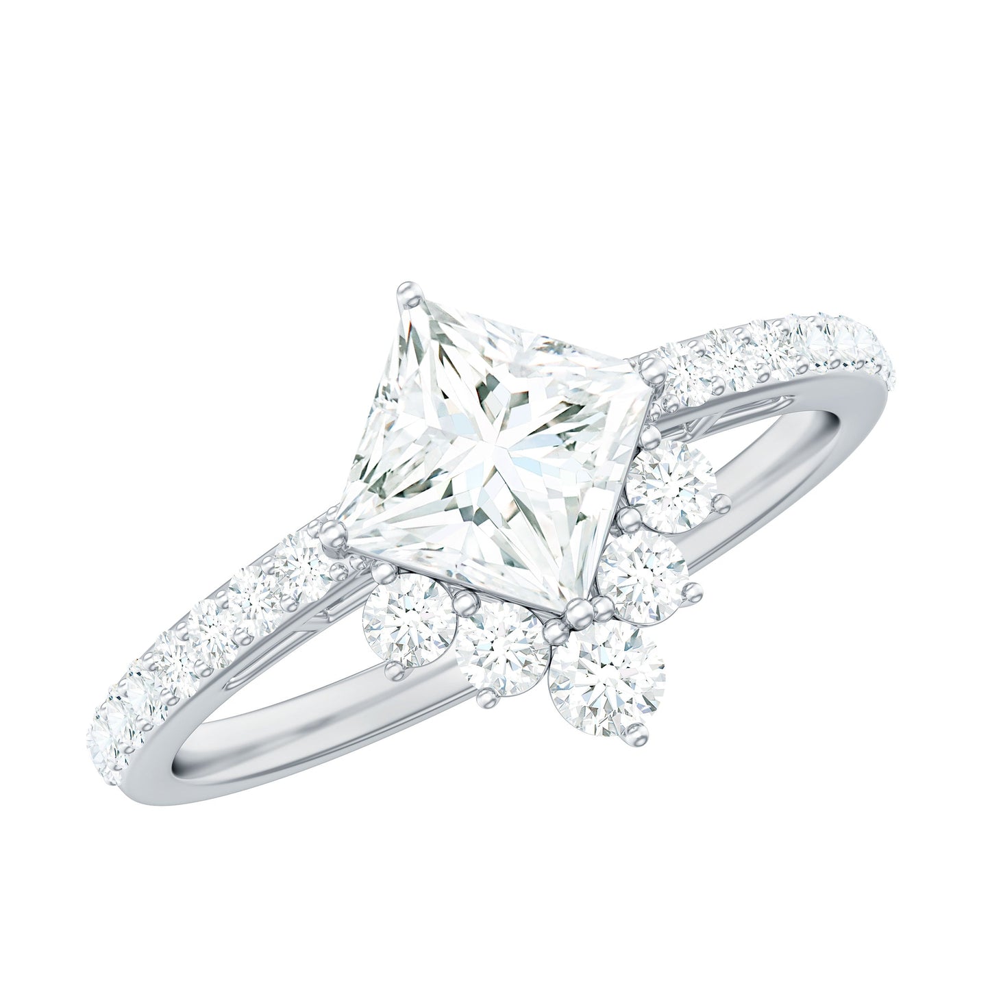 Princess Cut Moissanite Designer Engagement Ring for Women