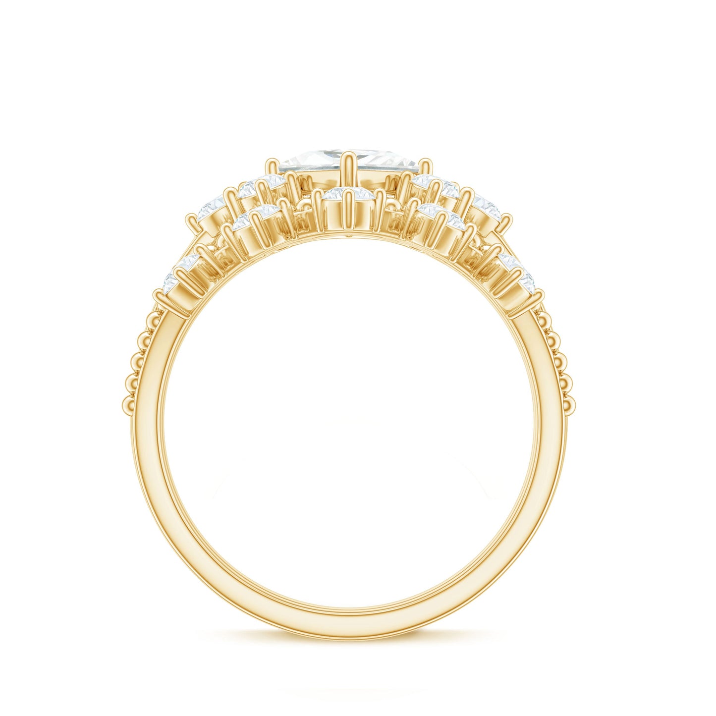 Princess and Round Cut Moissanite Wedding Ring Set