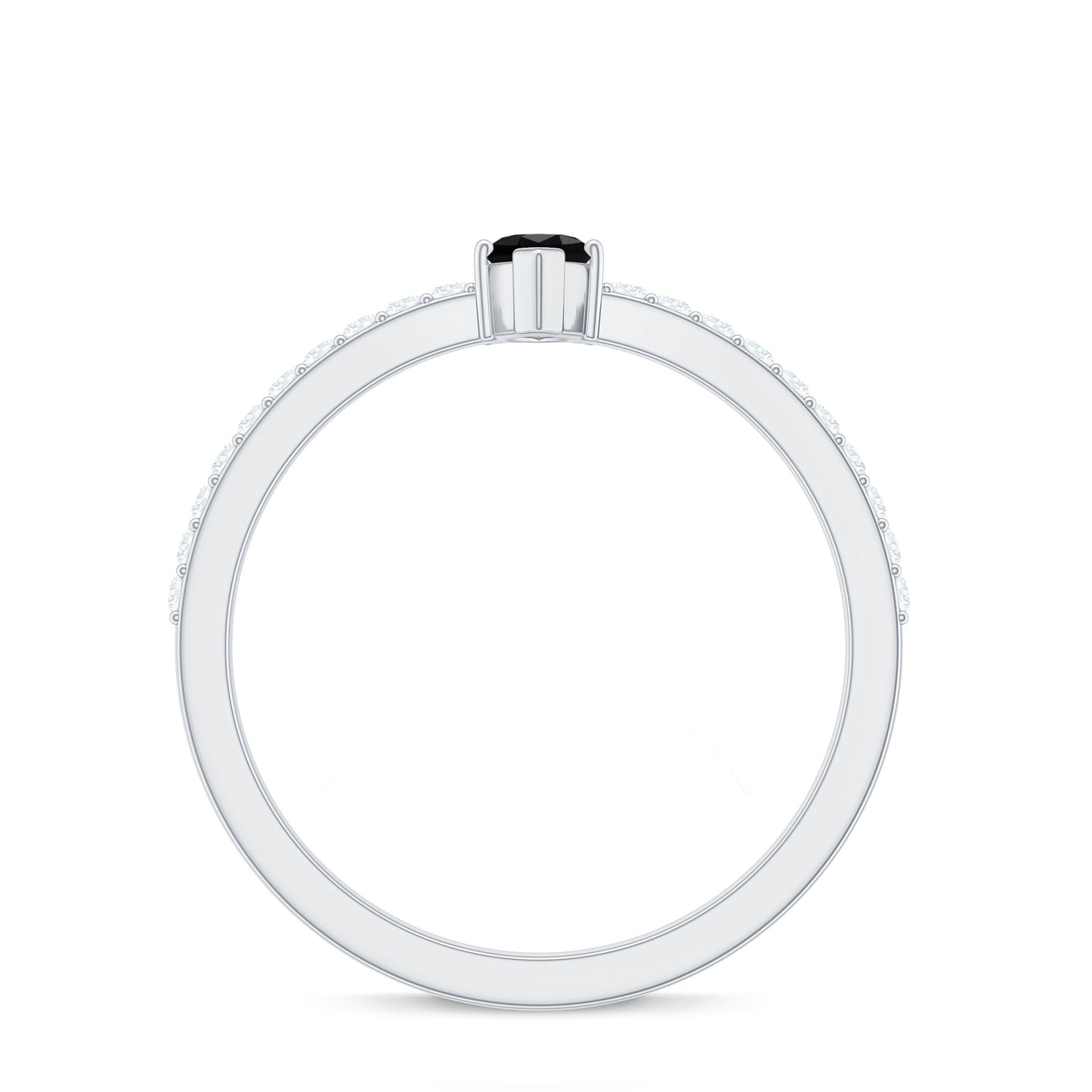 0.7 Carat Marquise Cut Black Onyx Minimal Promise Ring with Diamond