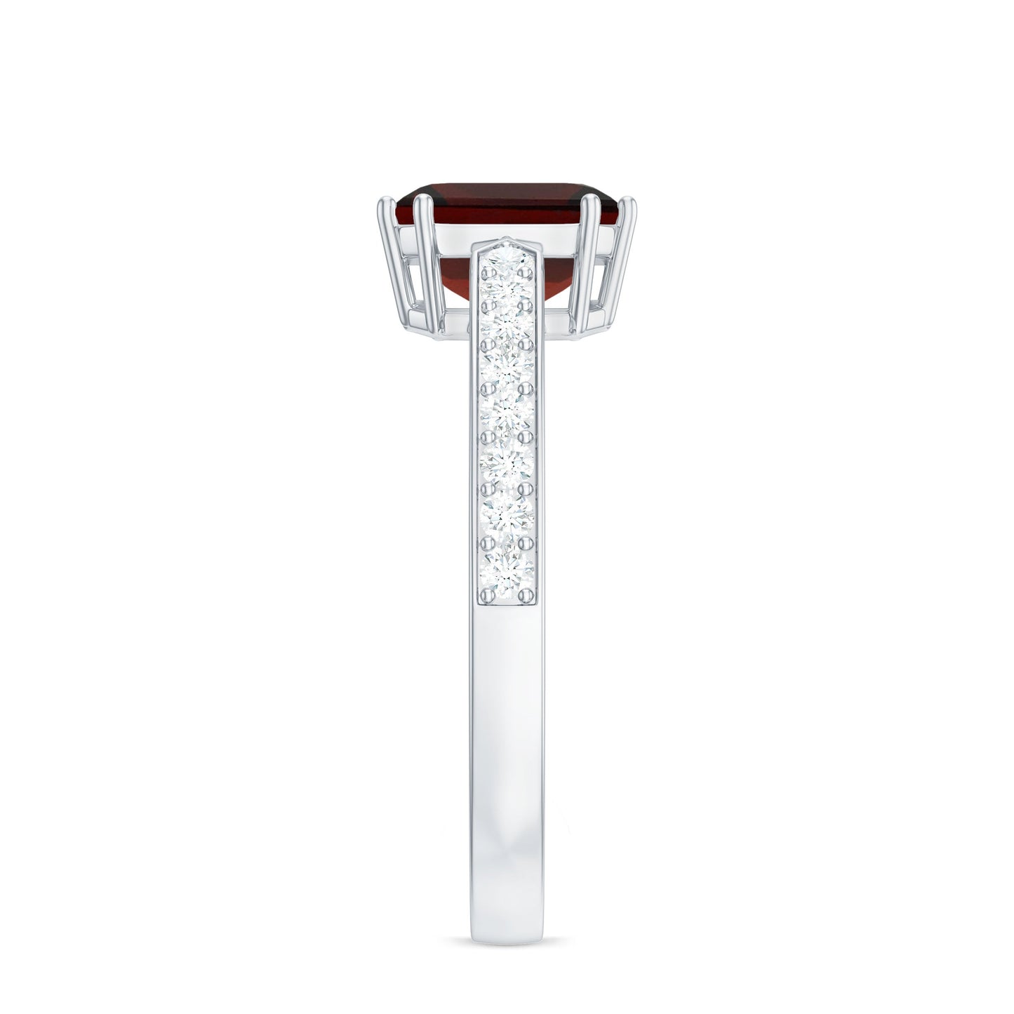 Natural Garnet 3.3 Carat Asscher Cut Engagement Ring with Diamond