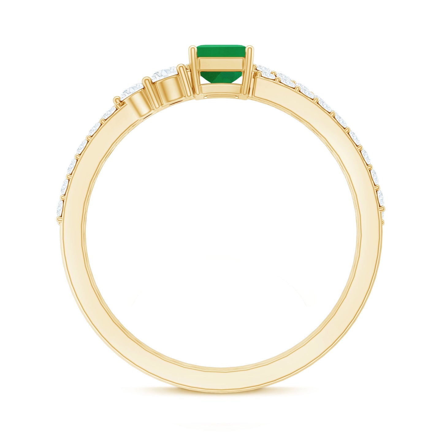 Genuine Emerald Diamond Emerald Cut Engagement Ring with Enhancer