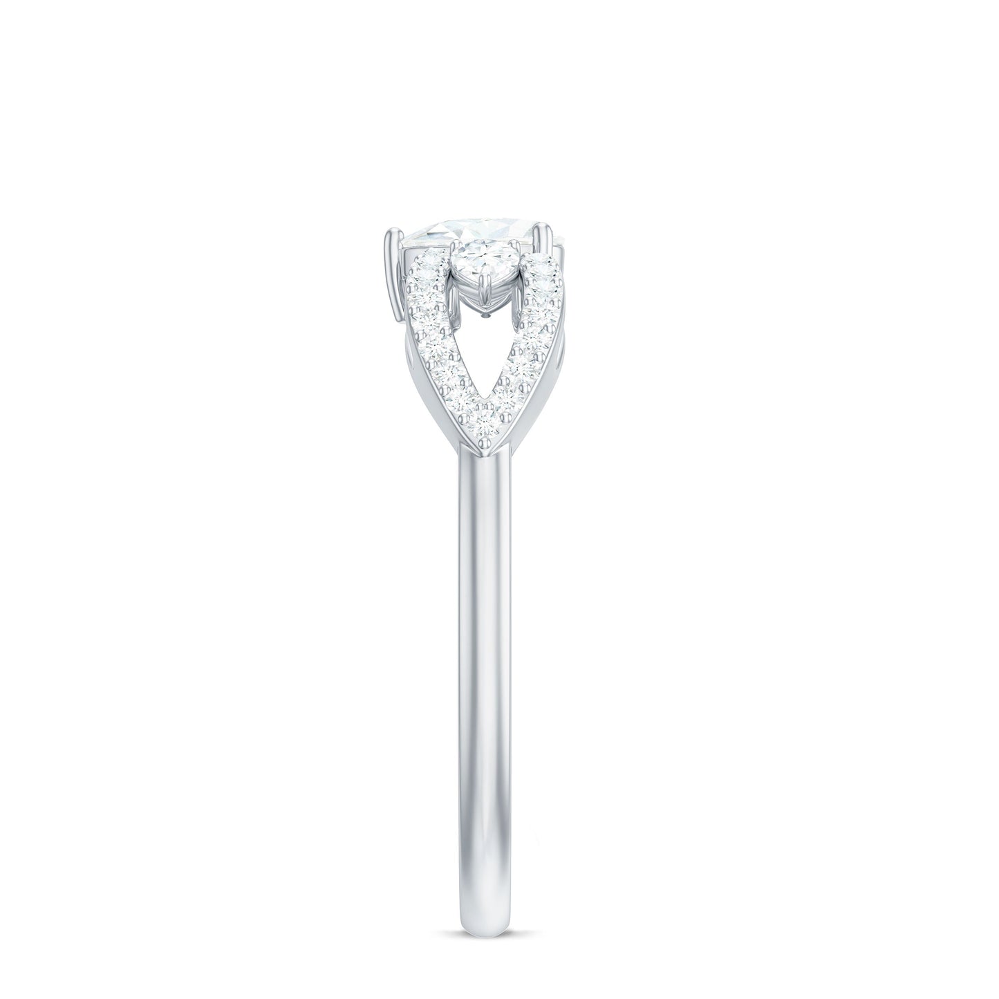 Certified Moissanite Heart Promise Ring with Split Shank