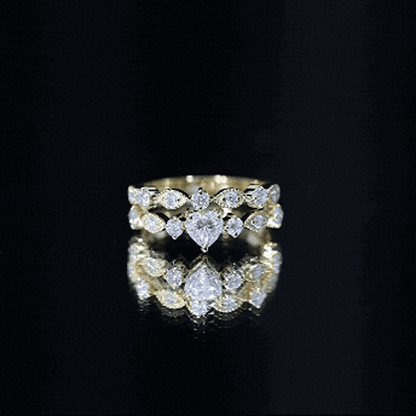 Heart Shape Moissanite Vintage Wedding Ring Set