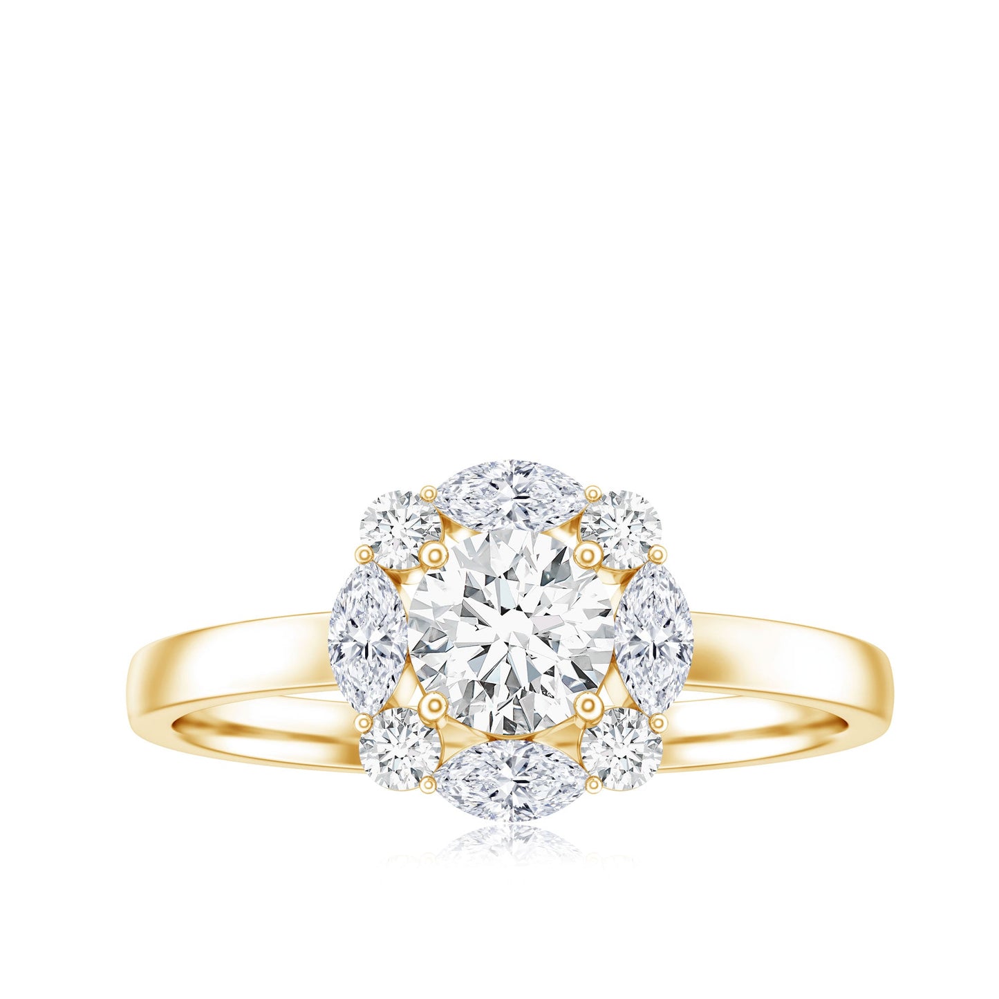 Round Moissanite Halo Engagement Ring for Women