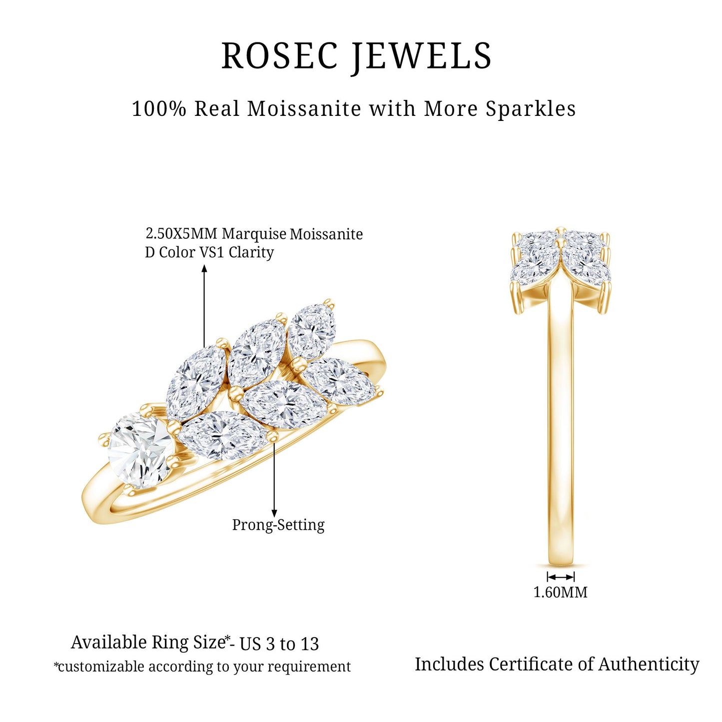 Nature Inspired Moissanite Anniversary Ring for Women