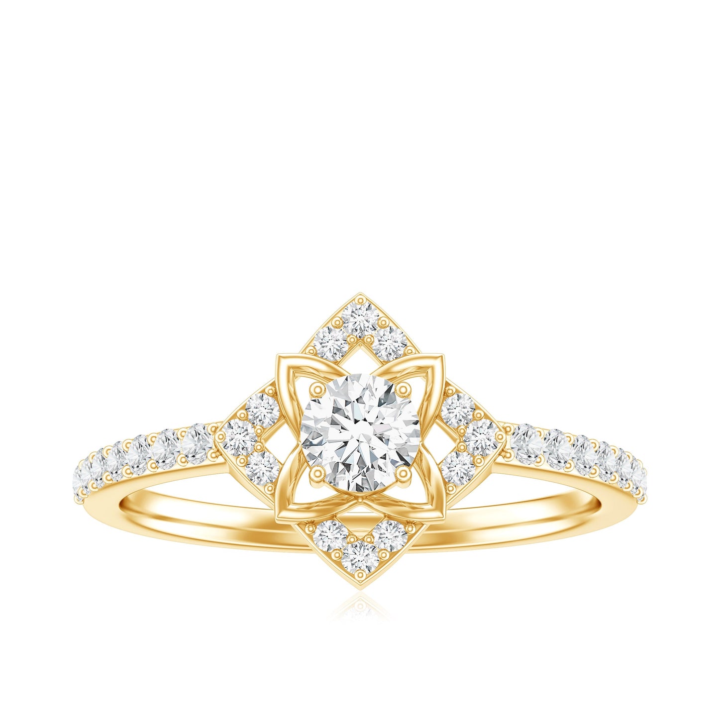 Certified Moissanite Floral Engagement Ring For Her