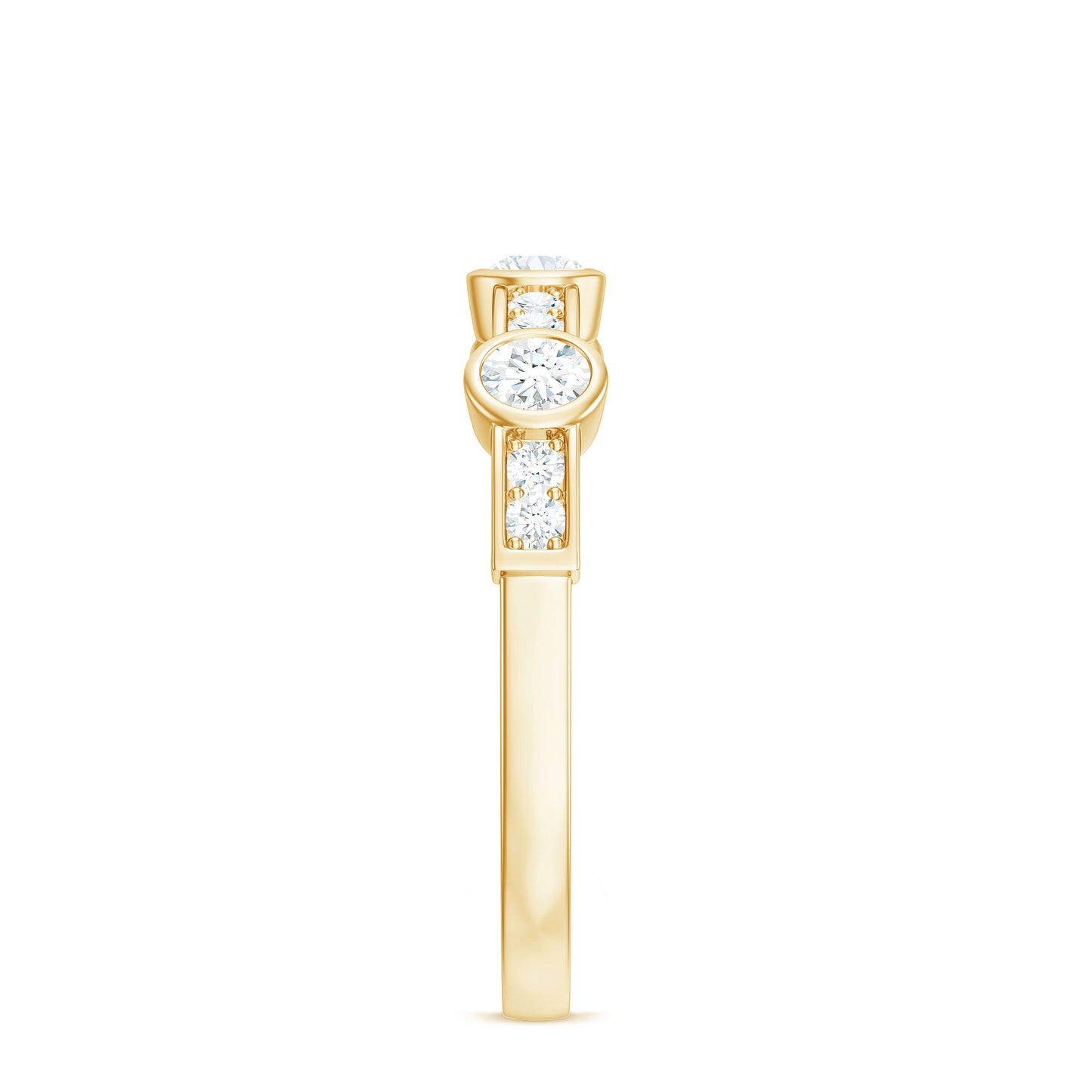 Certified Moissanite Semi Eternity Wedding Band Ring