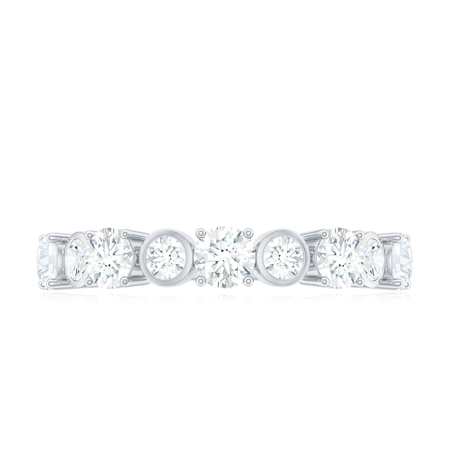 Certified Round Cut Moissanite Half Eternity Band Ring
