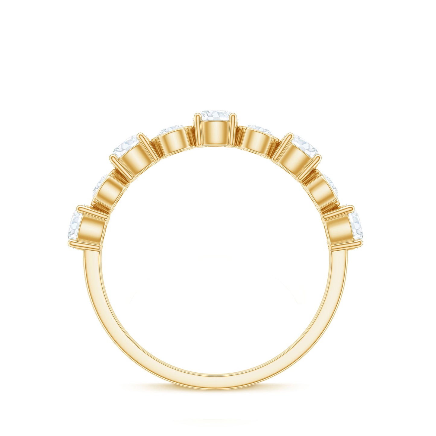 Certified Round Cut Moissanite Half Eternity Band Ring