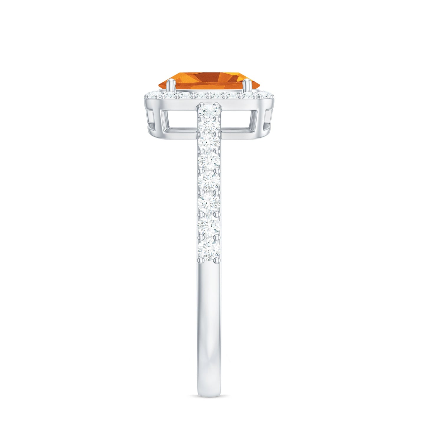 Real 1 Carat Citrine Oval Engagement Ring with Diamond Halo