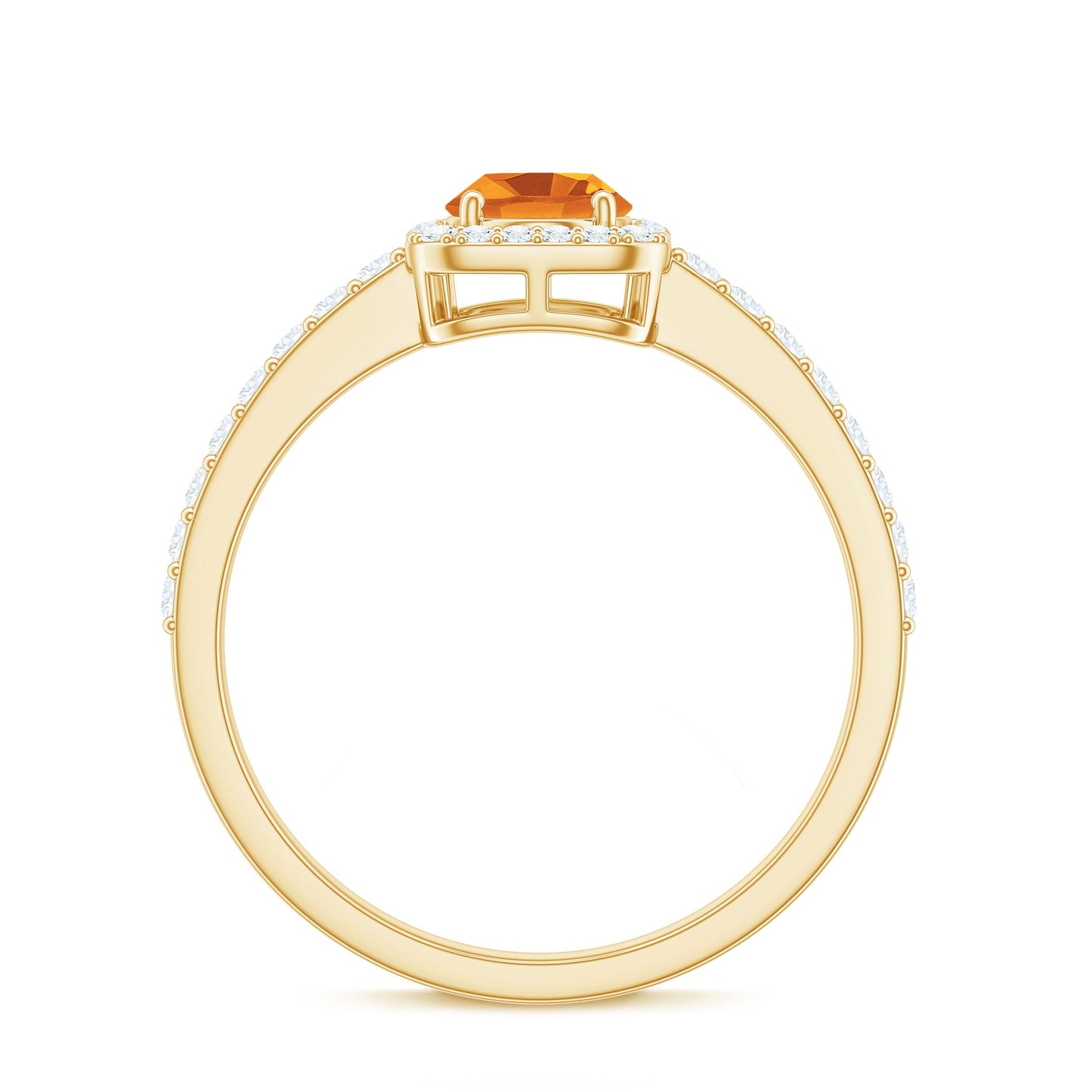 Real 1 Carat Citrine Oval Engagement Ring with Diamond Halo