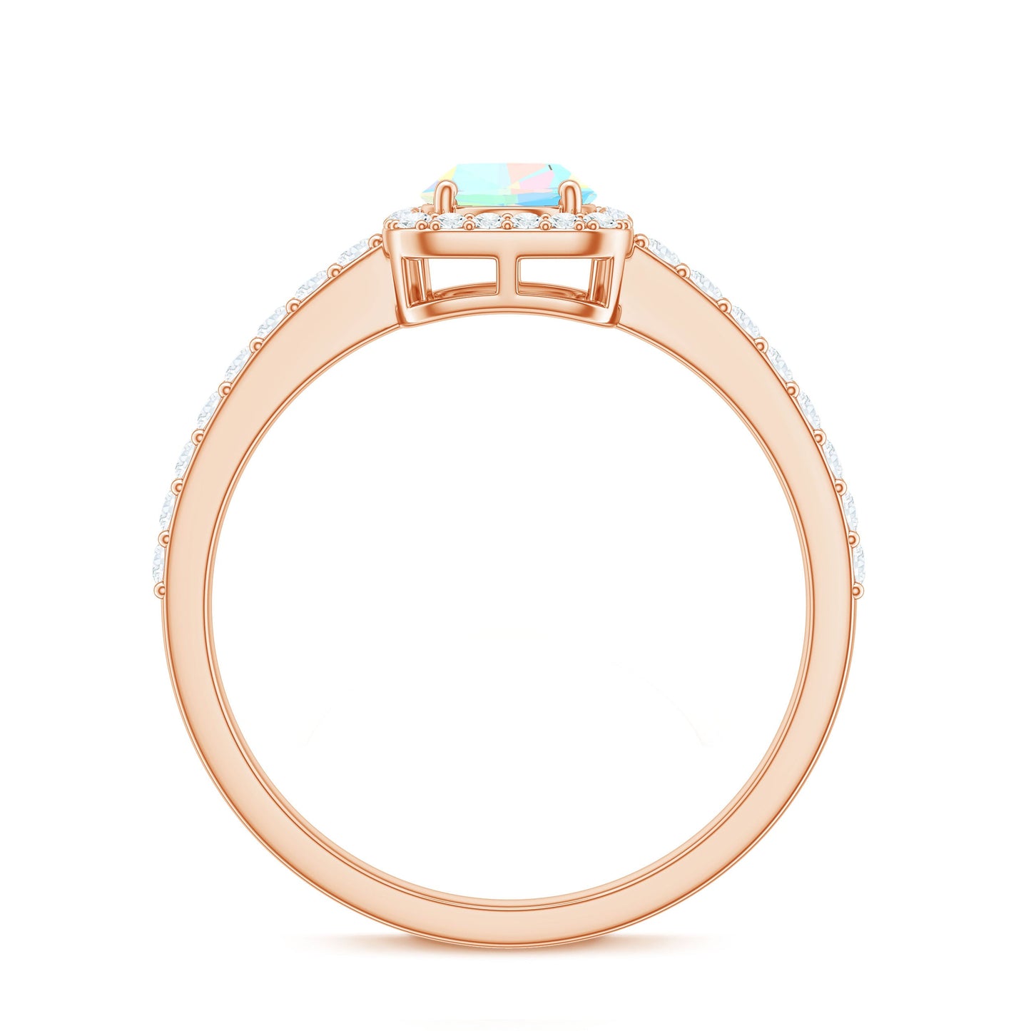 Classic Ethiopian Opal Oval Engagement Ring with Diamond Halo