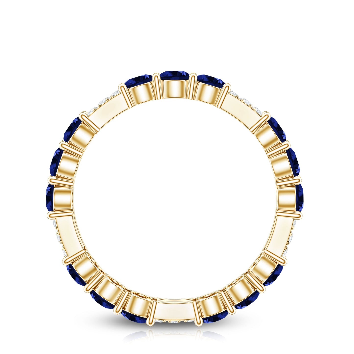 Certified Lab Grown Blue Sapphire Eternity Band Ring with Diamond