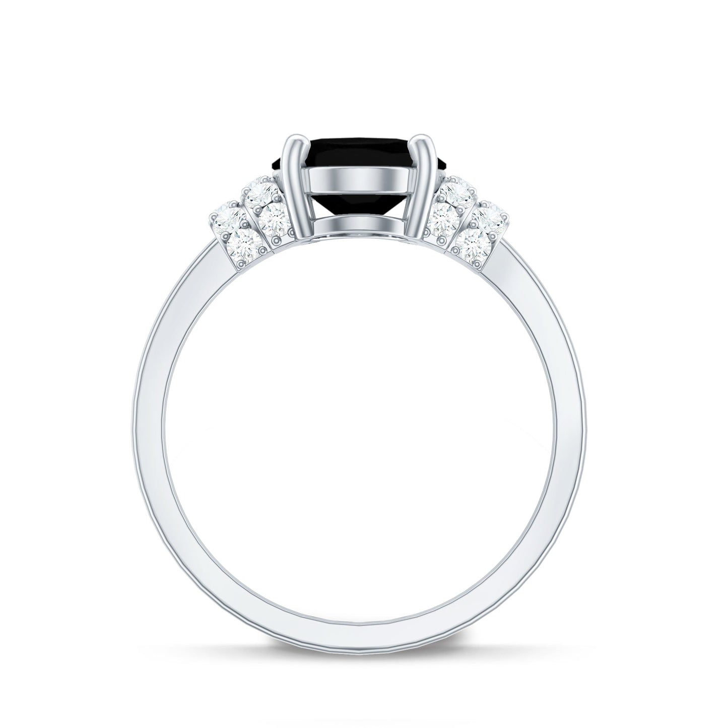 4.2 Carat Lab Grown Black Diamond Oval Engagement Ring with White Diamond