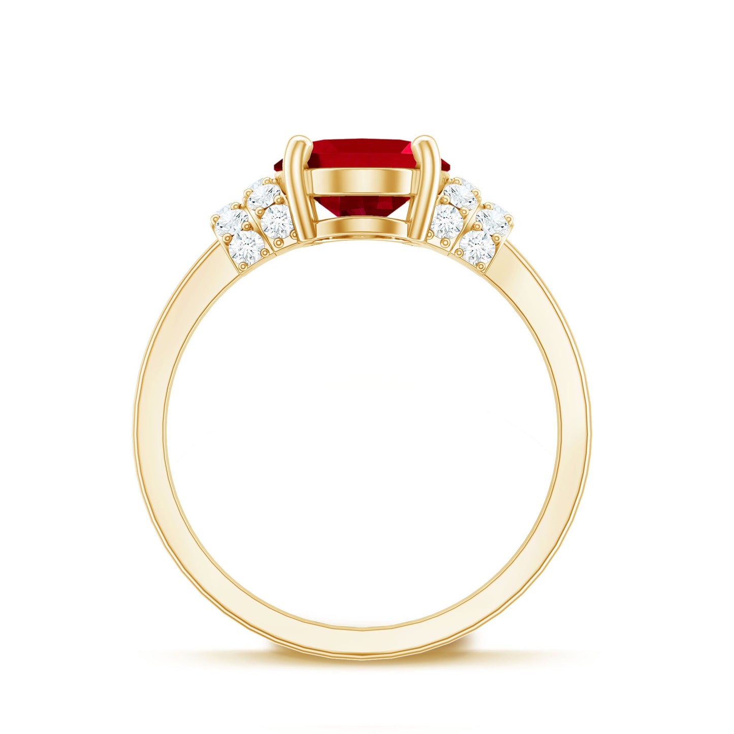 4 Carat Lab Created Ruby Oval Engagement Ring with Diamonds