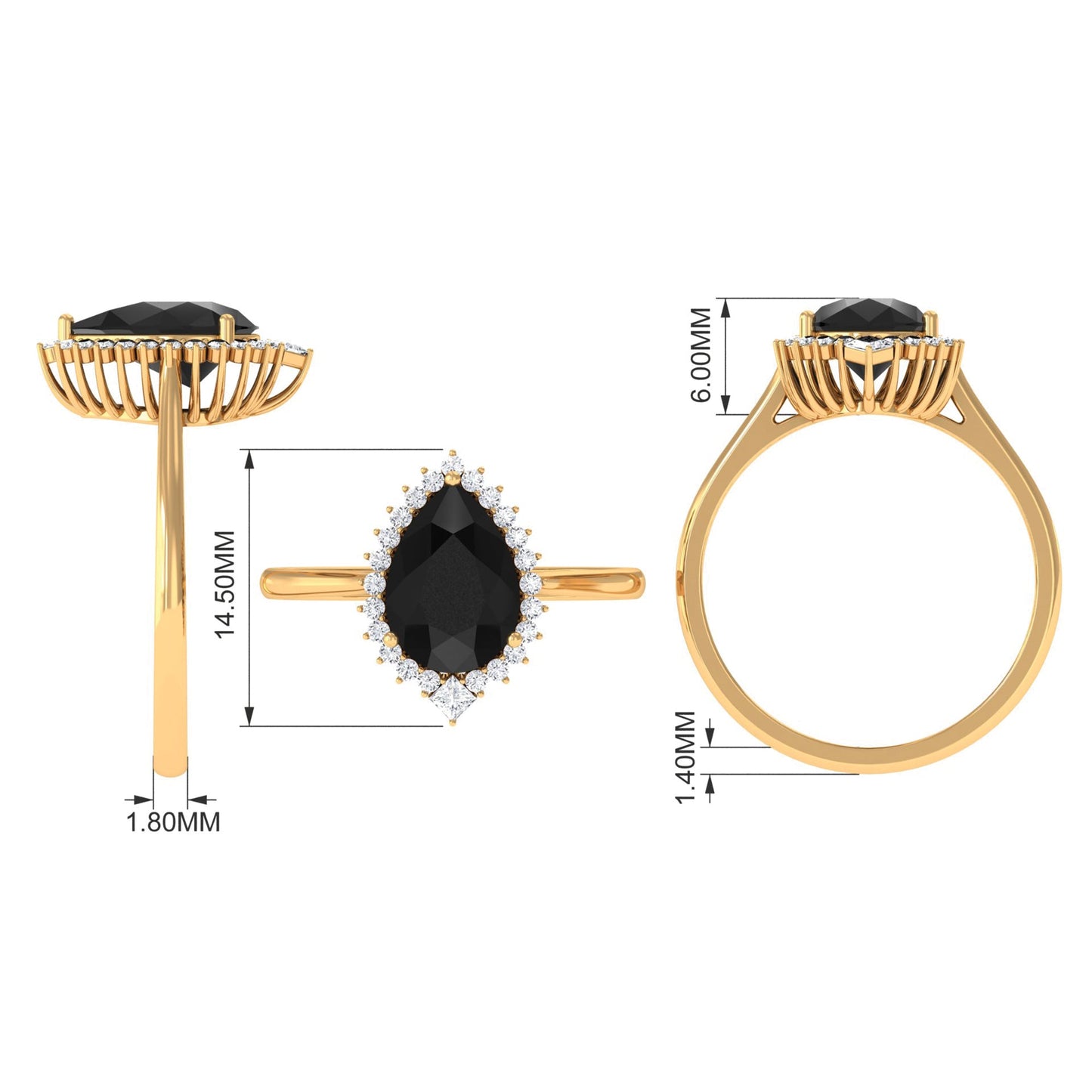 Certified 4.8 Carat Lab Grown Black Diamond Pear Shaped Engagement Ring with White Diamond Halo