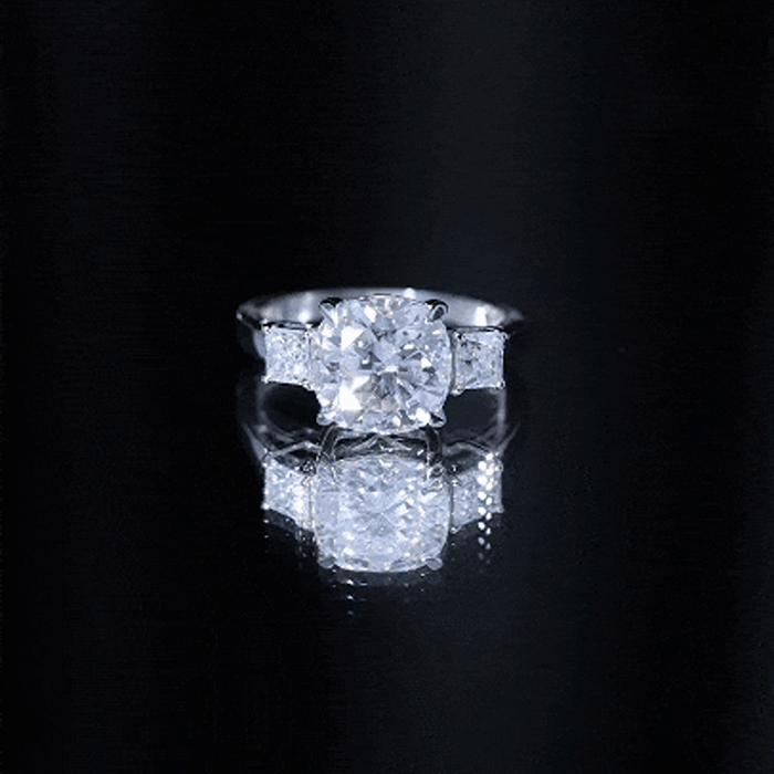 Certified 6 Carat Cubic Zirconia Three Stone Engagement Ring
