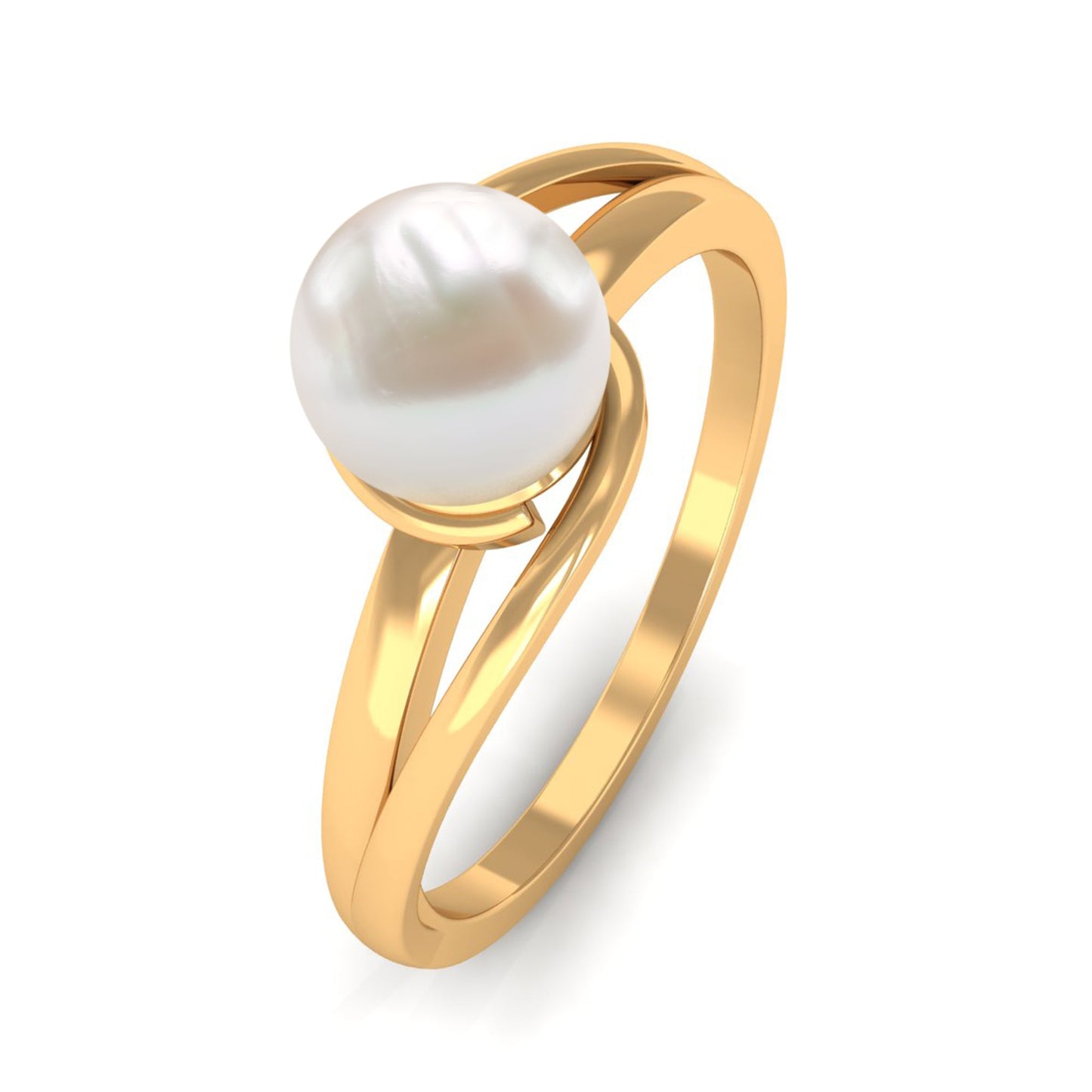 Cultured 7.4 Carat Freshwater Pearl Solitaire Engagement Ring with Bypass Shank