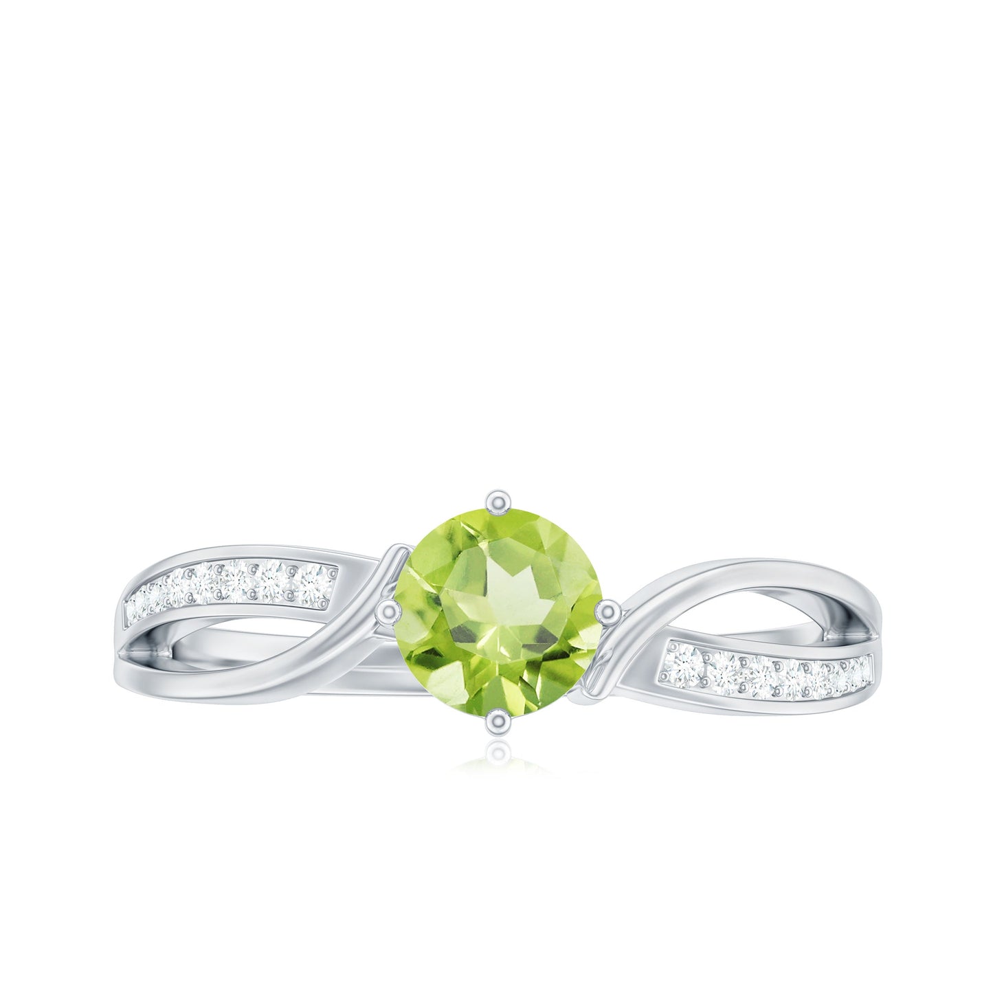 Real 0.5 Carat Peridot Infinity Promise Ring with Diamond