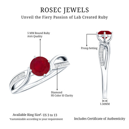 Natural 0.6 Carat Ruby Infinity Promise Ring with Diamond