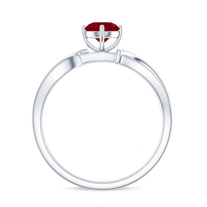 Natural 0.6 Carat Ruby Infinity Promise Ring with Diamond