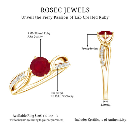 Natural 0.6 Carat Ruby Infinity Promise Ring with Diamond