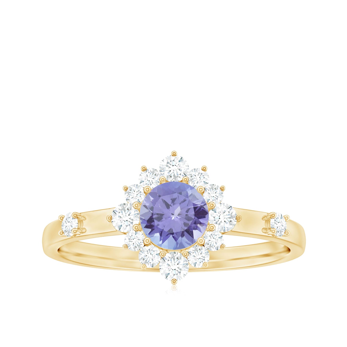 Minimal Tanzanite Engagement Ring with Diamond Halo